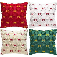 VEEKAY Kalėdinių pagalvėlių užvalkalas, 4 kalėdinių dekoratyvinių pagalvėlių užvalkalų rinkinys, 45 x 45 cm, pliušiniai dekoratyvinių pagalvėlių užvalkalai, dekoratyvinės pagalvėlės Kalėdinių pagalvėlių užvalkalas sofai, sofai, miegamajam, gyvenamajam kam
