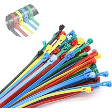 Kabelbinder, farbige Kabelbinder, 200 mm x 4,8 mm, Nylon, Mehrzweck-Kunststoff-Binder, sicherer selbstschließender Mechanismus für Zuhause, Büro, Kabel, Drähte, Garten, DIY-Projekte, 100 Stück