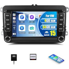 CAMECHO 4+64G Android 13 automobilinis radijas VW Golf 5 6 Touran Polo Touran su Carplay/Android Car/Mirrorlink, 7 colių talpinis jutiklinis ekranas palaiko WiFi/GPS/FM/Bluetooth/SWC