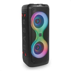 Ibiza - COLUMBA700 - Powerful Bluetooth Karaoke Speaker with LED, TWS, USB-C, Microphone Priority - 2 Microphone Inputs, Recording, Light Effects - USB, MicroSD - Black