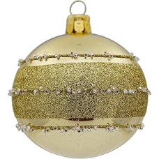 6 dekoratyvinių puošmenų rinkinys (skersmuo 7 cm), pagamintas iš pučiamo stiklo, skirtas Kalėdų eglutei