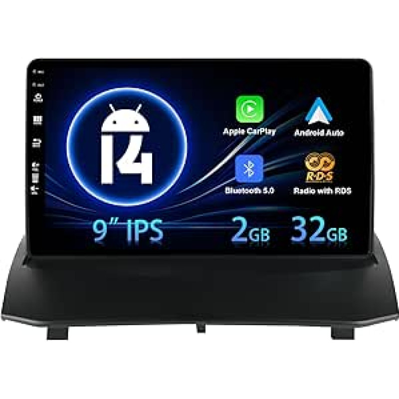[2G + 32G] Android 14 Autoradio Für Ford Fiesta 2009-2017 CarPlay Android Auto 9 Zoll IPS Car Stereo mit DSP Mirror Link Bluetooth WiFi GPS FM/RDS SWC Rückfahrkamera