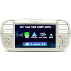 SWTNVIN Android 14 Automobilinis radijas Fiat 500 (2007-2015) Automobilinis radijas Belaidis Carplay/Android automobilis, Bluetooth 5.0 palaikymas GPS navigacija DSP/WiFi/4G/FM/RDS Con Schermo Touchscreen da 7 Pollici (Cream, 2G +