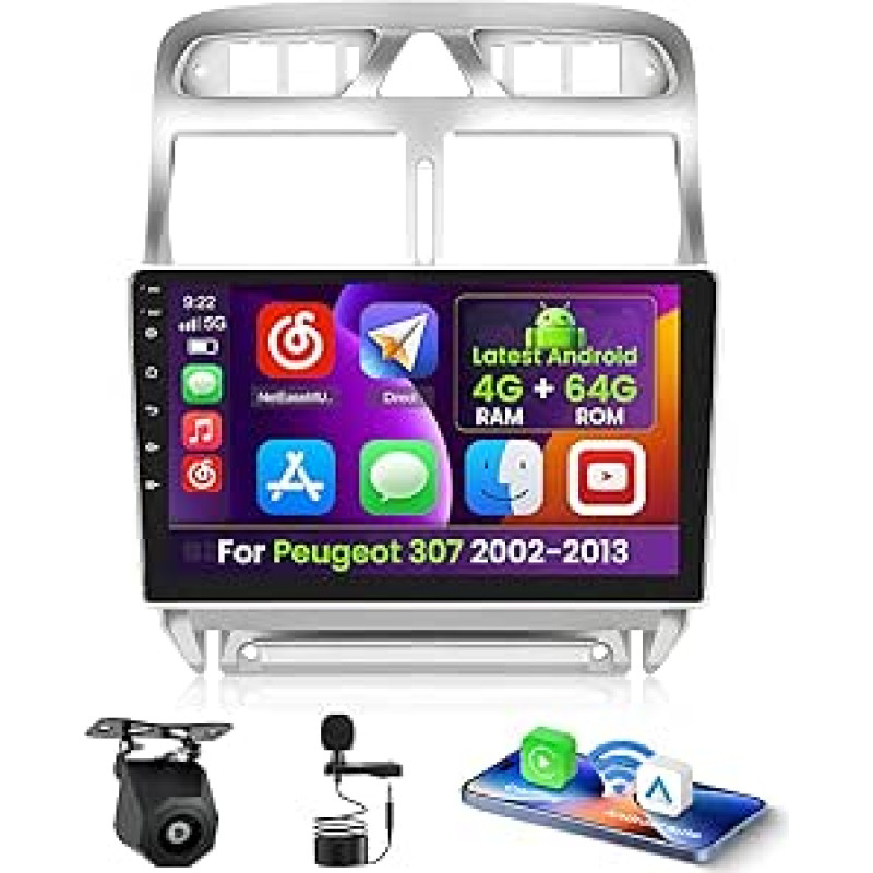 4+64G Autoradio für Toyota Aygo/Peugeot 107/Citroen C1 2005-2014 Android 15 mit 10'' In-Cell Bildschirm Unterstützung Wireless Carplay und Android Auto Mirror Link Radio FM/RDS GPS WIFI BT SWC