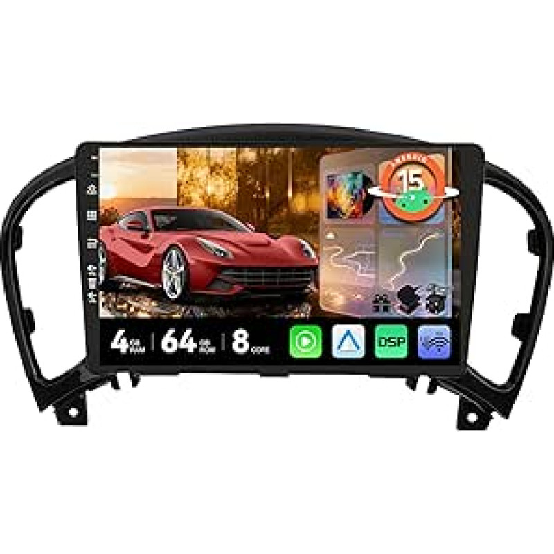 MSD Android 15 Autoradio für Nissan Juke J15 / YF15 Infiniti ESQ (2010-2019) | 4G+64G,Octa-Core - GPS Navi Radio | CarPlay Android Auto Lenkradsteuerung WiFi DSP DAB | Rückfahrkamera | 2 Din 9 Zoll