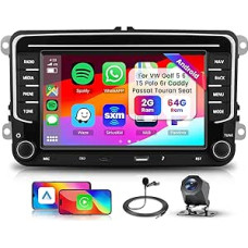Hodozzy 2G+64G Android Autoradio für VW Golf 5 6 T5 Polo 6r Caddy Passat Touran Seat mit Wireless Carplay Android Auto, 7 Zoll Touchscreen mit Navi WiFi Bluetooth DSP FM/RDS Radio mit Rückfahrkamera