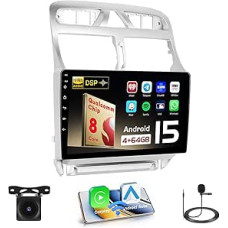 Hikity Qualcomm Snapdragon 8 Core 4+64G Android 15 automobilinis radijas Peugeot 307 2007-2013 Belaidis CarPlay Android automobilis IPS ekranas 9 colių BT5.1/šilumos išsklaidymas/GPS WiFi FM RDS SWC DSP