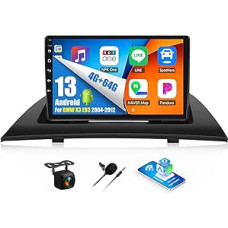 OiLiehu 4+64G Android 13 automobilinis radijas BMW X3 E83 2004-2012 Dvigubas DIN radijo imtuvas Carplay Android automobilinis radijas su 9 colių ekranu, Mirror Link Bluetooth FM RDS GPS WiFi + atbulinės eigos kamera