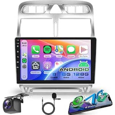8 Core 6G + 128G Android Car Radio for Peugeot 307/307CC/307SW 2002-2013 Wireless Carplay Android Car Navigation WiFi 360° Panorama 9 Inch Touchscreen Car Radio with Bluetooth FM/RDS/DSP EQ/SWC Rear