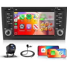 Hodozzy Carplay ekranas Audi A6 S6 RS6 1997-2016 m. su GPS/WiFi, Audi A6 automobilinis radijas 7 colių Bluetooth su Android Car/DSP/FM/RDS/SWC/USB + atbulinės eigos kamera
