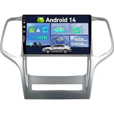 SXAUTO Android 13 [Built-in 4G & DAB] - 6G + 128G - Car Radio for Jeep Grand Cherokee WK2 (2008-2013) - Dual Band WiFi - CarPlay Android Car - Camera + Mic - Steering Wheel Control DSP - QLED 9 Inch 2