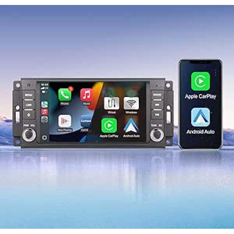 Automobiliniai radijo imtuvai Jeep Dodge Ram 1500 Chrysler 300C su belaidžiu CarPlay/Android Car, Bluetooth/FM/AM/RDS/Hi-Fi/IPS