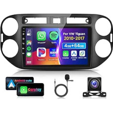 4G & 64G 9 Inch Car Radio for VW Tiguan 2014-2016 with Carplay Android Car Wireless, 1280 x 720, Android 13, Touchscreen Bluetooth RDS/FM Radio, WiFi Navi/AHD Reversing Camera
