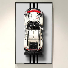 Sienas displeja plāksne Lego Technic Porsche 911 RSR 42096 sacīkšu auto sienas piekabei, saderīga ar Lego Porsche, dāvanu ideja Lego auto sienas stiprinājuma entuziastiem, izmērs: 75 x 45 cm