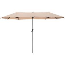 PHI VILLA Rectangular Parasol Large 200 x 380 cm for Garden Patio Garden Umbrella with Crank UV Protection Parasol Windproof