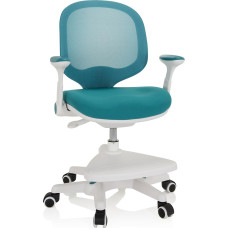 hjh OFFICE Kid Ergo 736413 Vaikiška rašomojo stalo kėdė Audinys / tinklelis Vaikiška kėdė su atrama kojoms, atlenkiami porankiai, mėlyna/balta