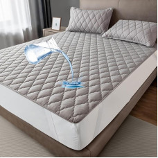 Neperšlampamas čiužinio užvalkalas 160 x 200 cm, kvėpuojantis čiužinio užvalkalas, mikropluošto čiužinio užvalkalas, neperšlampamas čiužinio užvalkalas, nelaikantis šlapimo, skalbiamas, pilkas