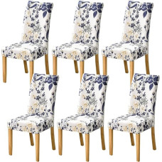 HZDHCLH Kėdžių užvalkalai, 4 kėdžių užvalkalų rinkinys, įtempiami, nuimami, skalbiami, valgomojo kambario kėdžių apsauginės sėdynės viešbučiui, restoranui, virtuvei, vestuvių vakarėliui (gėlių jūra/6 vnt.)