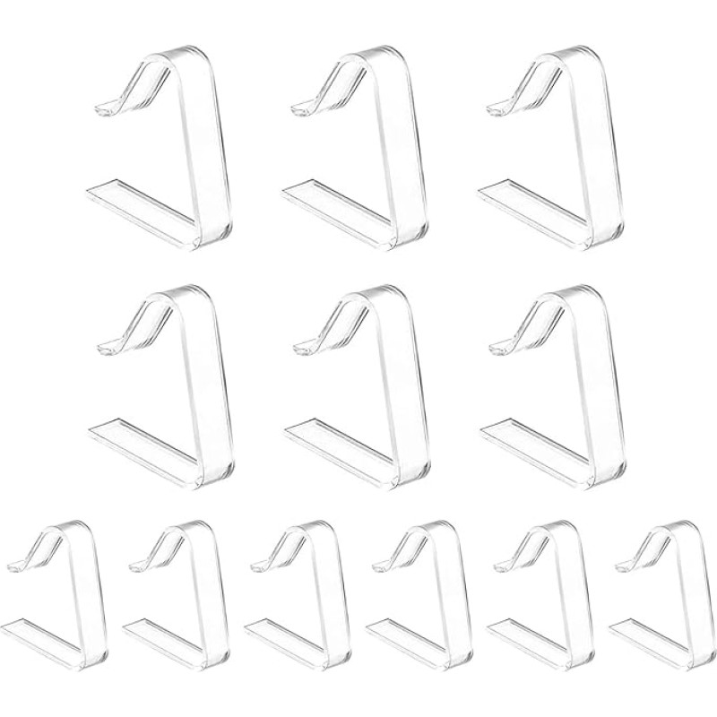 Pack of 12 Tablecloth Clips, Plastic Table Clamp for Thickness 2.0-3.0 cm, Transparent Tablecloths Holder for Picnics, Beer Table Set, Parties, Weddings, Home