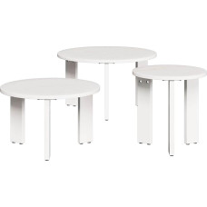 Couchtisch Set 3er Weiß Kiefer Massivholz rund 47,5 cm Nesting Coffee Table platzsparend für Wohnzimmer Schlafzimmer Büro
