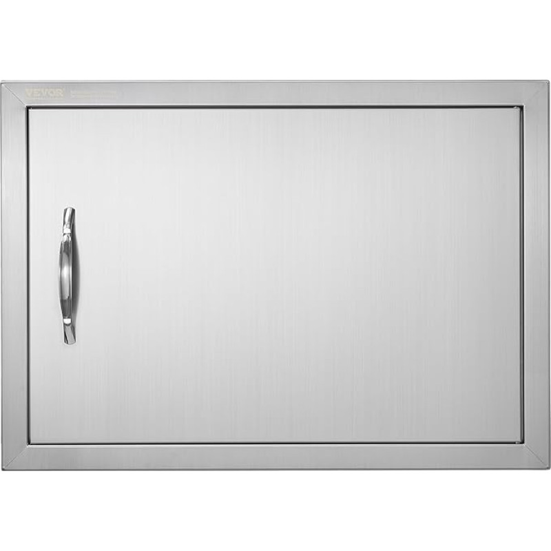 VEVOR Grilio prieigos durys 610 x 432 x 46 mm Viengubos lauko virtuvės durys Nerūdijančio plieno durys Vertikalios sieninės durys su rankena, skirtos grilio salai, grilio stočiai, lauko spintai ir kt.