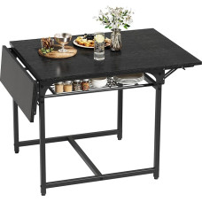 YITAHOME sulankstomas valgomojo stalas, išskleidžiamas išskleidžiamų lapų stalas su laikikliu ir 4 reguliuojamomis kojelėmis, skirtas 2-6 žmonėms, 120 x 78 x 75 cm, juodas