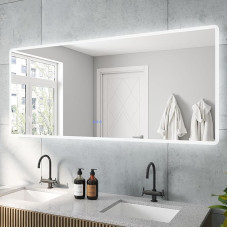BORAS serijos didelis vonios veidrodis su LED netiesioginiu apšvietimu 160 x 70 cm nuo rūko šaltai balta neutrali balta šilta balta reguliuojamas reguliuojamas apšvietimas su atminties funkcija, skirtas sieniniam jungikliui