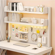 Reguliuojama stalviršio knygų lentyna, kompiuterio stalviršio knygų spinta su lentynomis ir kabliukų lentynomis, skirta biuro privatumo ekranui ir