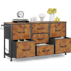 Hallway Chest of Drawers with 7 Fabric Drawers - Living Room Industrial Metal Drawer Cabinet - Entrance Area Rustic Storage Cabinet - Bedroom Fabric Chest of Drawers Clothing - Rustic Brown 100 x 30 x