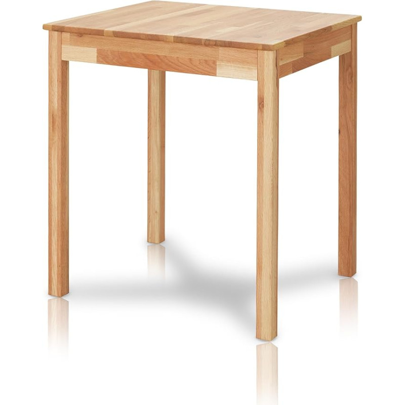KHG valgomojo stalas iš ąžuolo masyvo, 70 x 60 cm - kaimiško stiliaus, tiesiais kraštais, 2-4 žmonėms, nesenstantis medinis stalas, kompaktiškas, 75 cm aukščio - mažas ir tvirtas virtuvės stalas