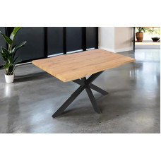 SAM Josy valgomojo stalas, 140 x 80 cm, laukinio ąžuolo išvaizdos, voratinklinis rėmas, metalinis, juodas, 40 mm stalviršis su medžio kraštu, valgomojo ir virtuvės stalas