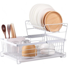 VIDECOR Geschirrtrockner - Geschirrständer für Die Küchentheke mit Besteckhalter, Langlebiger Edelstahl, Geschirrständer für Verschiedenes Geschirr, Einfache Installation, Kompakt,G