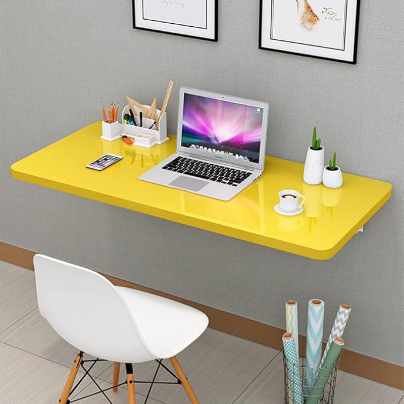 Robuster Klapptisch zur Wandmontage für kleine Räume, gelb, 40,6 x 30,5 cm, klappbarer Schreibtisch für Küche, Waschküche und Restaurant