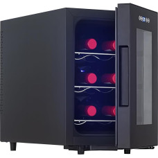 Iceblue Ice Blue Wine Refrigerator, Digital Temperature Control for White and Red Wine - 6 Bottle Wine Cooler with Wine Rack, Champagne Wine Cooler Fridge for Bar, Home, Kitchen, Gift - Black