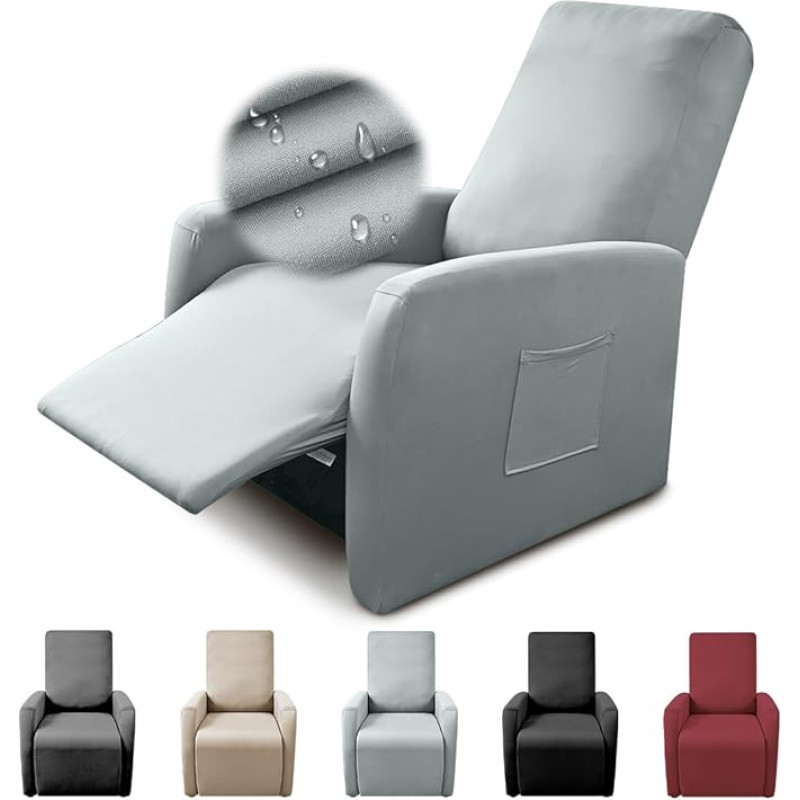 LOMUG Neperšlampamas fotelio užvalkalas, tempiamasis fotelio užvalkalas, tempiamasis užvalkalas fotelio apsaugai su kišenėmis, pritaikytas televizoriaus kėdės užvalkalui, poilsio kėdės užvalkalui, gulto užvalkalui, svetainei, biurui