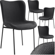 tectake® Set of 4 Upholstered Chairs for Kitchen, Dining Table, Armchair, Dressing Table, Cocktail Chair, Elegant Dining Room Chairs or Living Room Chairs for Elegant Dining - Woven Fabric Black/Black