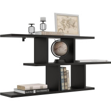 Dekoratyvinė sieninė lentyna su 2 lentynomis 100 x 45 x 18 cm Skandinaviško modernaus dizaino gyvenamasis kambarys Virtuvė Biuras Miegamasis Vonios kambarys Pakabinama lentyna Knygų spinta (juoda)