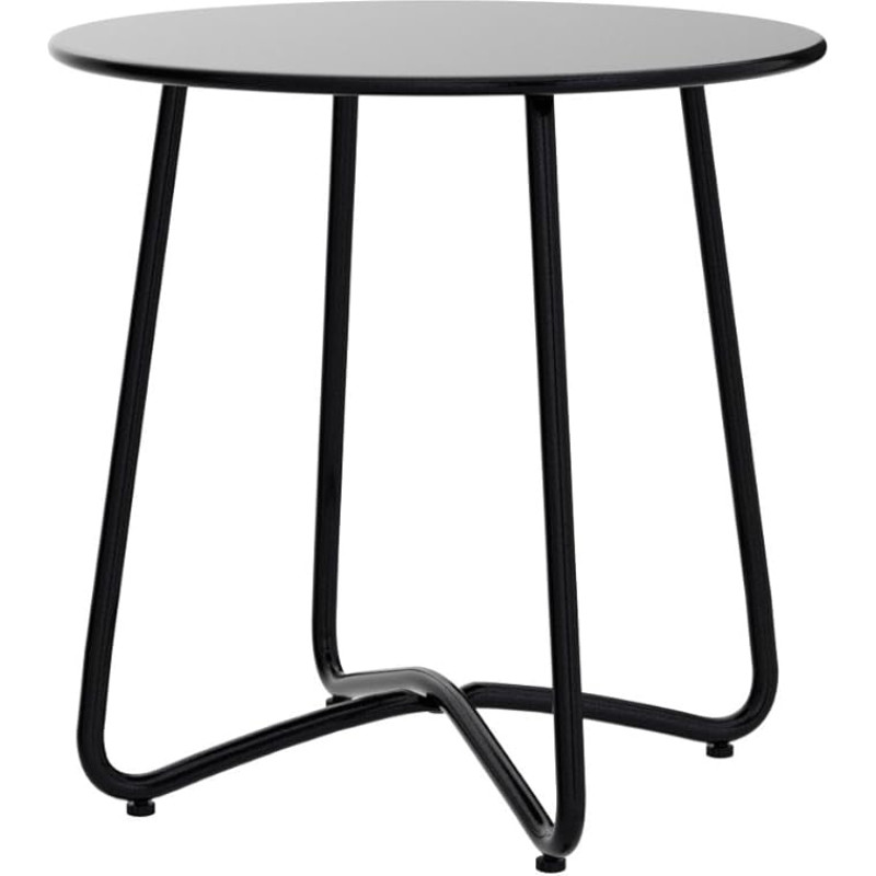 BERARDI HOME | Apvalus metalinis šoninis staliukas, 45 x 45 cm, atsparus vandeniui, minimalistinio dizaino, skirtas naudoti lauke ir viduje, juodas