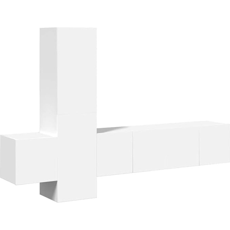 TV Schrank,5-TLG. TV-Schrank-Set Weiß Holzwerkstoff,TV lenta Hängend Schrank Fernsehschrank TV bankas Wohnzimmer Möbel Modern Wandschrank für Wohnzimmer Schlafzimmer