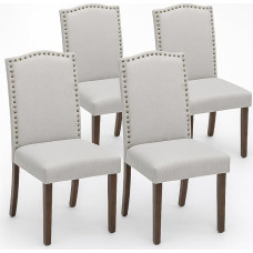 DUMOS Valgomojo kėdės, 4 kėdžių rinkinys, elegantiškos ir gražios modernios valgomojo kėdės, PU odos minkštos virtuvės kėdės, valgomojo kėdės, tinkančios virtuvei, svetainei, miegamajam (pilkos spalvos)