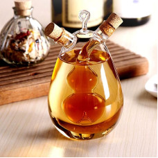 2 in 1 aliejaus ir acto dozatorius, skaidraus stiklo alyvuogių aliejaus buteliukas su kamštiniu kamščiu, virtuvės reikmenys Stiklo stiklas (ovali forma)