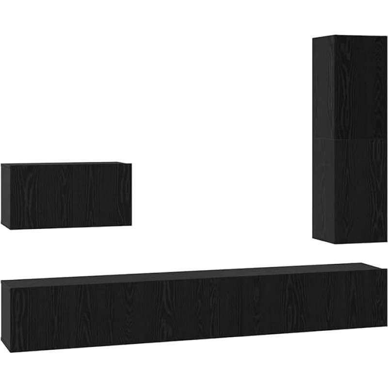 TV Schrank,TV-Schrankset 4 pcs Schwarz Eichen-Optik Holzwerkstoff,TV lenta Hängend Schrank Fernsehschrank TV Bank Wohnzimmer Möbel Modern Wandschrank für Wohnzimmer Schlafzimmer