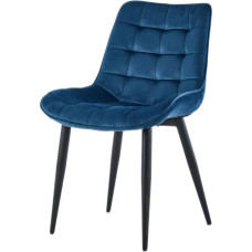 Valgomojo kėdės, svetainės kėdės, virtuvės kėdės, aksominės dygsniuotos, 2 vnt., metalinis rėmas (mėlynos spalvos)