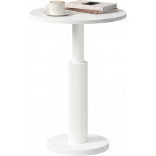 LAATOOREE Runder Beistelltisch, kleiner Getränke-Couchtisch, Akzent-Beistelltisch mit Sockel und dicken Massivholzbeinen für Wohnzimmer, Sofa, Couch, kleine Räume, Schlafzimmer (weiß)