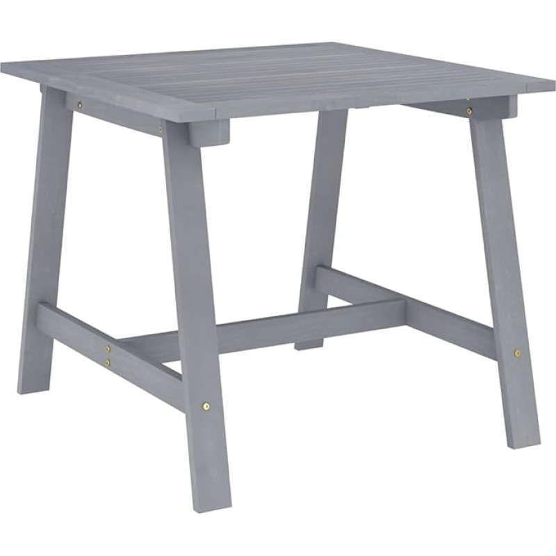 vidaXL Akacijų medžio masyvo sodo valgomojo stalas Sodo stalas Patio stalas Medinis stalas Balkono stalas Virtuvės stalas Valgomojo stalas Pilka 88 x 88 x 74 cm