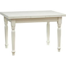 Country-style solid lime wood antiqued white finish W120xDP80xH80 cm sized extensible table