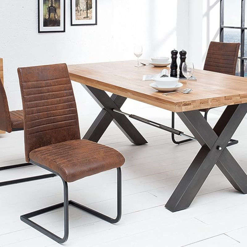 invicta INTERJERAS Pramoninė konsolinė kėdė Butas Antikvarinis rudas rėmas Matinis juodas valgomojo kėdė Konsolinė kėdė