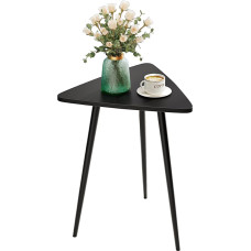 SAYGOER Juodas šoninis staliukas mažoms vietoms, trikampis šoninis staliukas, modernus sofos staliukas svetainei, miegamajam, biurui, mažas naktinis staliukas, metalinės kojos, naktinis staliukas, klasikinė juoda spalva
