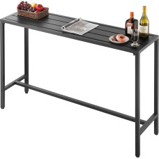 VEVOR baro stalas, 1400 x 375 x 980 mm, bistro stalas, baro stalas su metaliniu rėmu, stačiakampio formos valgomojo stalas, virtuvės stalas, baro stalas, vakarėlių stalas, balkono, sodo, baseino baldai
