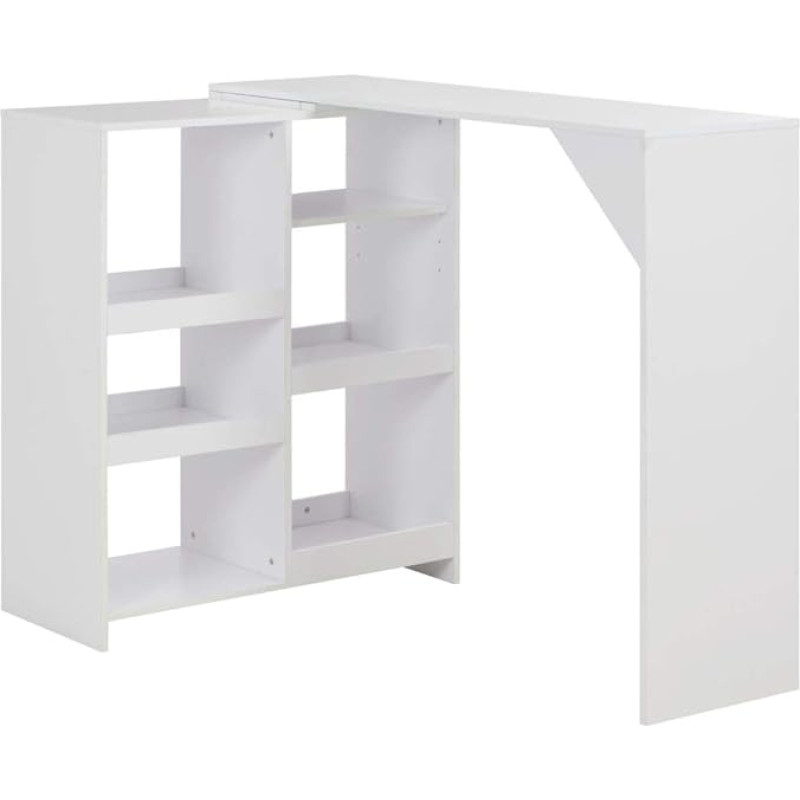 vidaXL Baro stalas su kilnojama lentyna Baro baro stalas Bistro stalas Virtuvės stalas Pusryčių stalas Baltas 138 x 39 x 110 cm